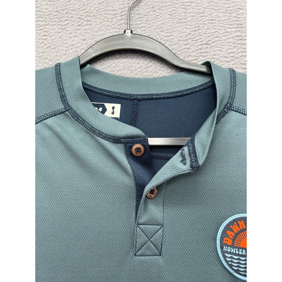 Howler Brothers Shirt Mens Sz S Dawn Patrol Henley Green Long Sleeve Sun Hoodie - Picture 3 of 13